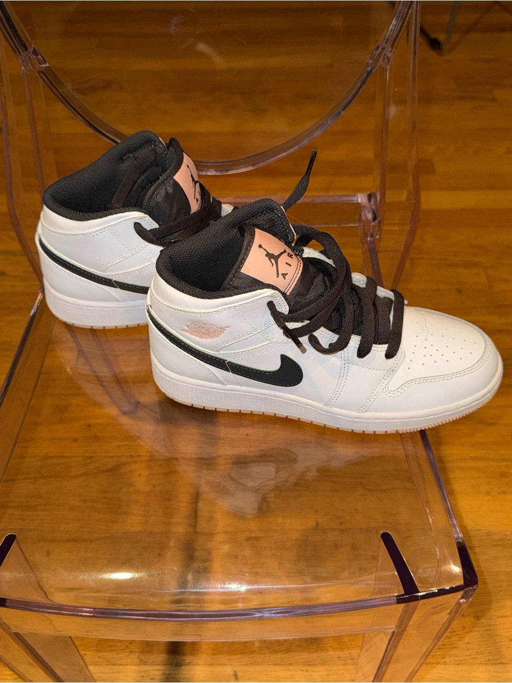 Jordan Kids' Mid-Top Sneakers in White and Black size 5Y